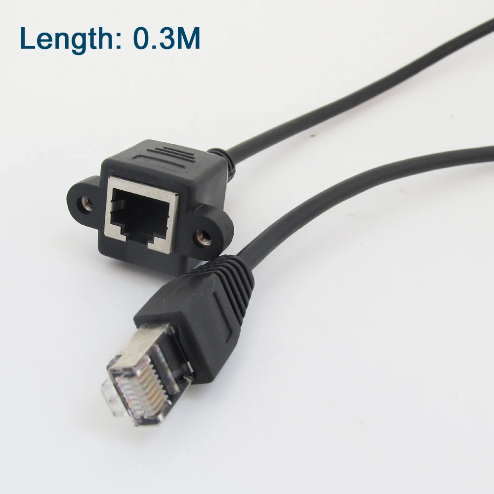 1 шт. 30 см/1 фут 8P8C RJ45 штекер-гнездо M/F Сетевой Удлинительный кабель с винтовым замком