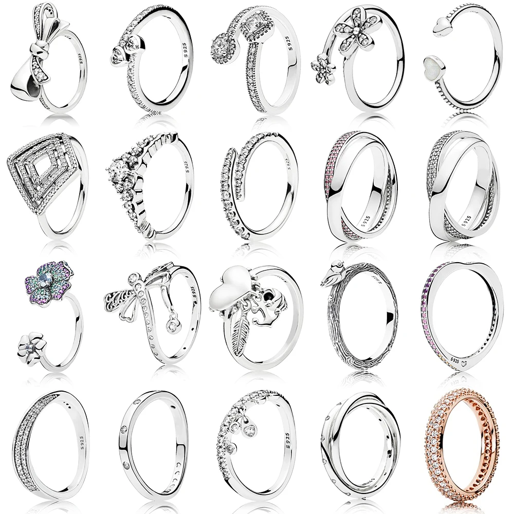 NEW Hot Sale 20 Styles Bowknot Wedding Rings For Women European Original Brand Engagement 925 Silver Ring Fashion Jewelry Gift | Украшения