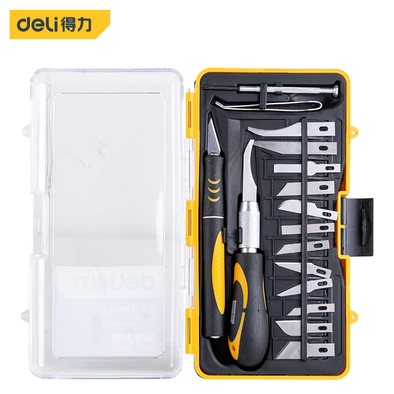 

Deli Multifuction Carving Knife Kit Blade Knife For DIY Wood Carving Solder Wire Cutting Phone Repair Screwdriver Couteau