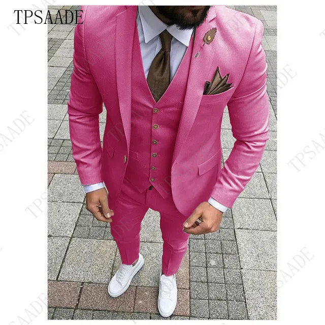 Suit 16 TPSAADE мужские костюмы Terno мужской костюм 3 предмета(куртка+ брюки+ жилет) Anzug Herren Ternos Para Hombre Terno Masculino приталенный Блейзер - Цвет: Suit 16