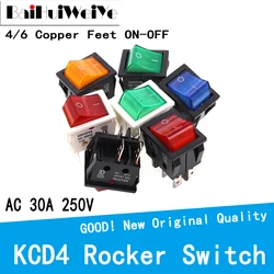 Interrupteur d'alimentation à bascule KCD4 avec Led, 4 broches, 6 broches, AV 30A 250V, courant élevé, spécial pour Machine à souder, bouton 25x31MM, 2 pièces 