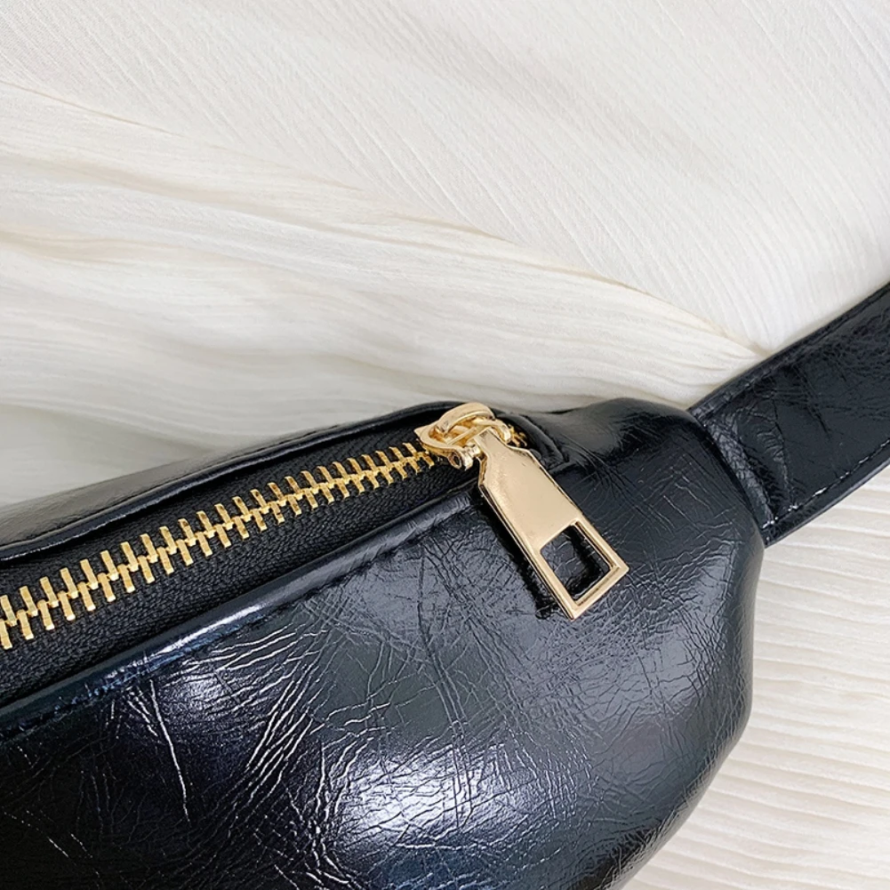 Women Solid Color Zipper Faux Leather Fanny Pack Waist Shoulder Bag Chest Pouch Waist Pack pochete feminina riñonera mujer