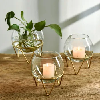 

Cutelife Transparent Glass Vase Plant Desktop Hydroponics Flower Vases For Decoration Table Decoration Accessories Candle Holder