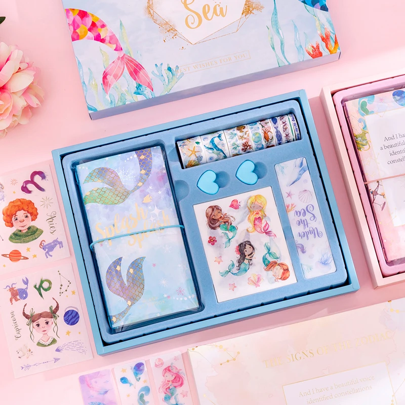 

Creative Cute Notebook Hand book Tool Material Set Mermaid Planner Book Simple Ins Cute Notebook Stationery School SupplY Gift