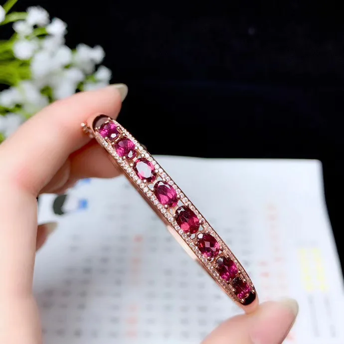 

KJJEAXCMY boutique jewelry 925 sterling silver inlaid natural Garnet female bracelet support detection popular classic