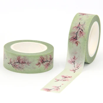 

New Arrival 1PC 15MM*10M Vintage Pink Flower Washi Tape Wide Sticky Adhesive Tape Scrapbooking Album DIY Decorative Paper Tape