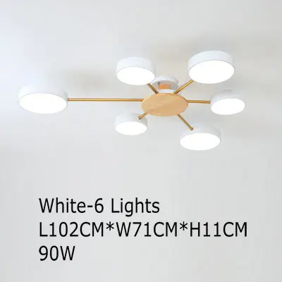 6 Lights Chandelier Скандинавский серый черный современный белый Потолочный светильник для спальни столовой AC110V 220V металлические бра японский деревянный потолочный светильник светодиодный - Цвет корпуса: 6 Lights Chandelier