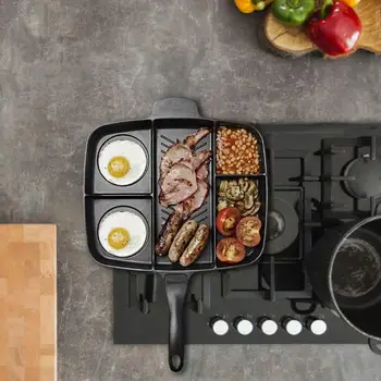 

Five-in-one Frying Pan Multi-purpose Aluminum Alloy Non-stick Smoke-free Open Flame Home Breakfast Baking Pan Fry Egg Pancake #