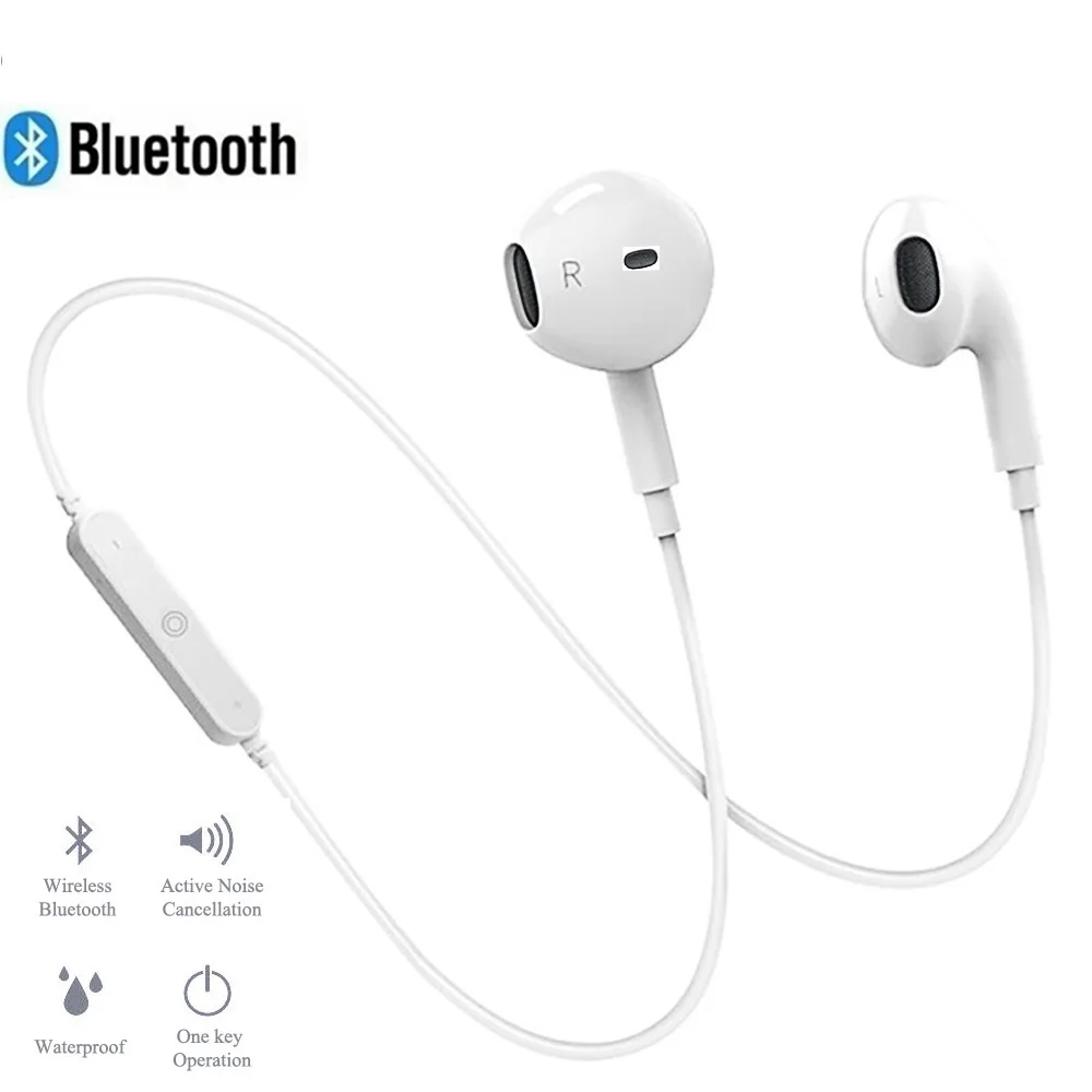 S6 беспроводные Bluetooth наушники бас Громкая гарнитура с шейным ободом спортивные стерео наушники-вкладыши с микрофоном управление громкостью вызова для телефона