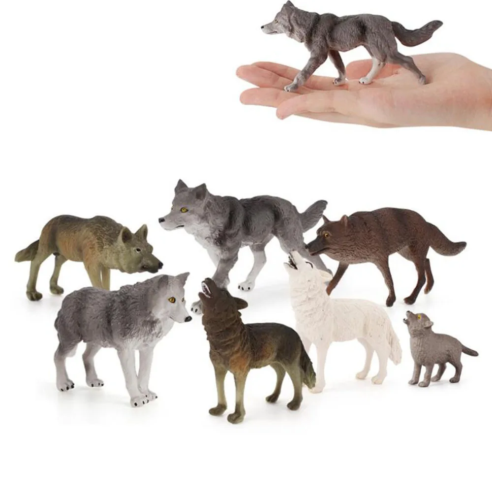 Wolf Simulation Animal Models Action Toy Figures Collection Boys Girls Gifts 