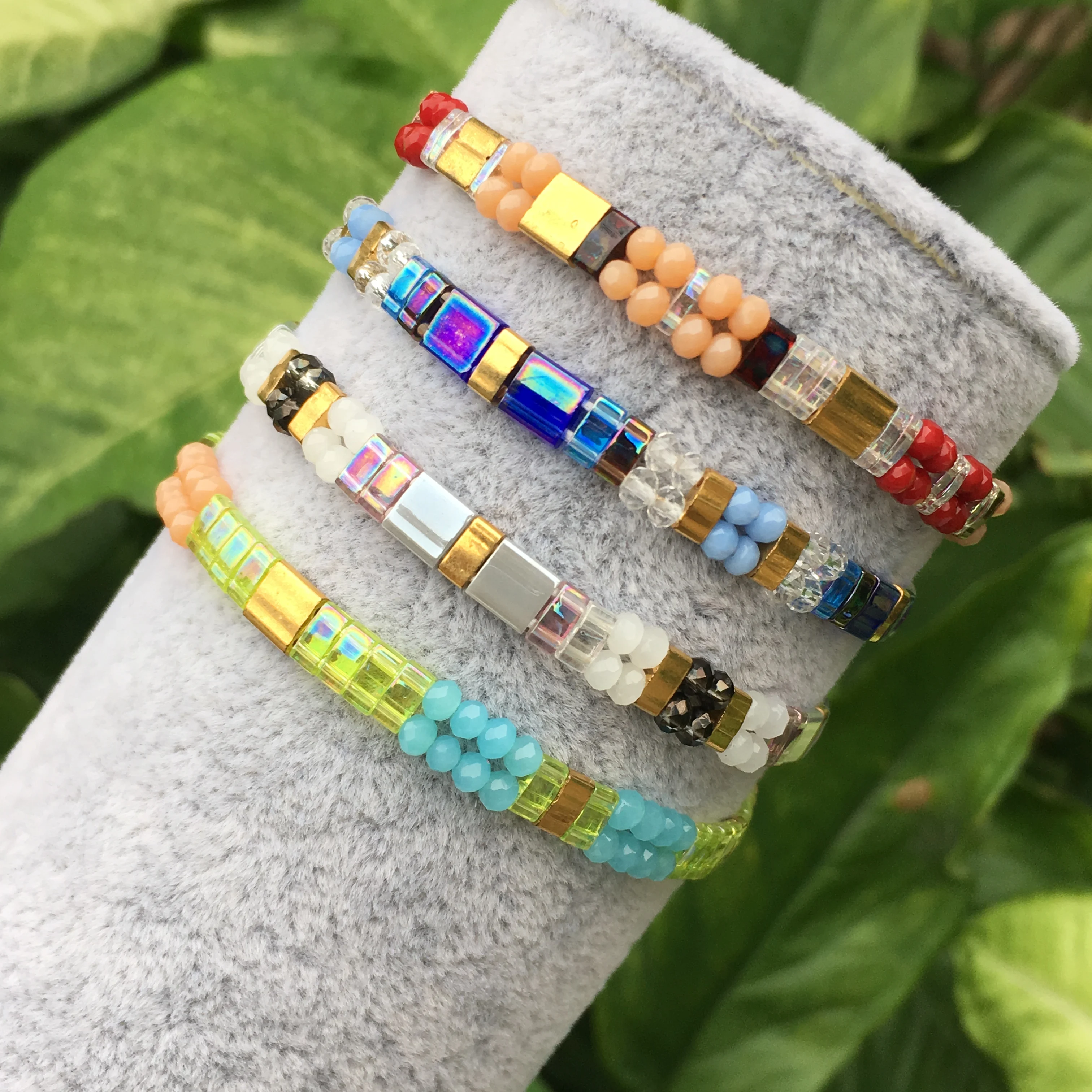 Colour Enameled Colour,Tenuous Colorful Tile Beads Bracelet, Handmade