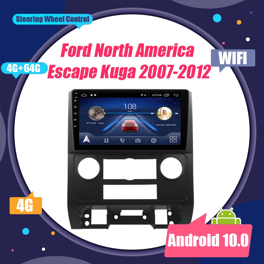 Android 10 0 автомобильный DVD стерео аудио рекордер GPS навигация для Ford North America Escape Kuga