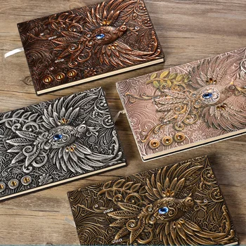 

European-style Vintage Embossed Leather Notebook Bullet Journal Diary Note Book Filofax Notepad Travelers Notatnik Stationery