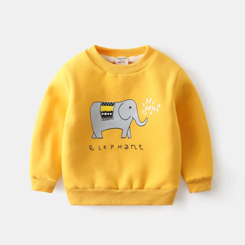 Цвет: желтый Children plus velvet sweater winter new boy super soft thick warm sweater baby winter cartoon children's clothing - Цвет: Цвет: желтый