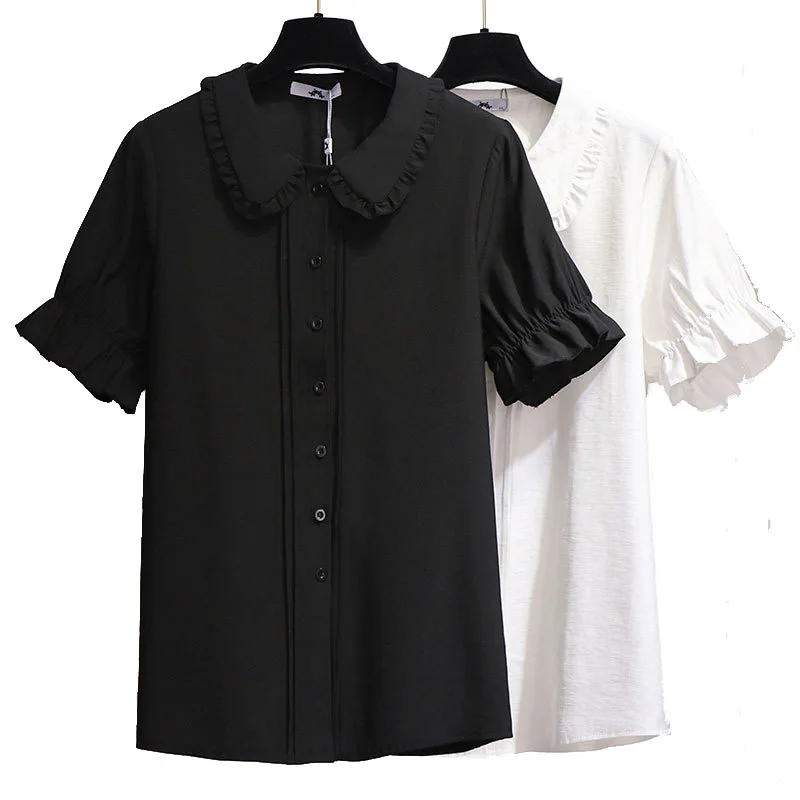 Размера плюс блузка для женщин 4xl 5xl 6xl Лето 2020 Новая повседневная обувь черного и