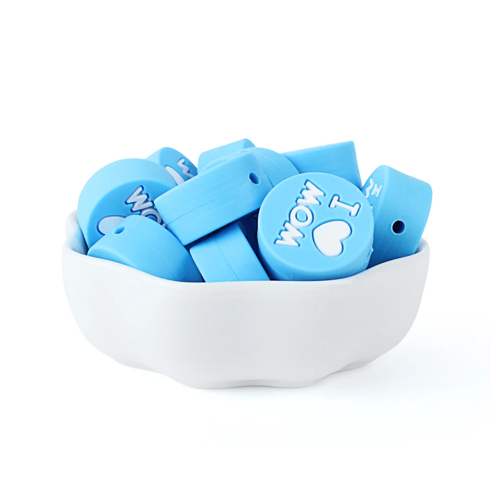 sky Blue-10pcs Keep& grow 10 шт Силиконовые Бусины I love mom Товары для детей игрушки для прорезывания зубов для изготовления ювелирных изделий DIY силиконовые бусины без бисфенола Mordedor - Цвет: sky Blue-10pcs