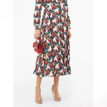 12,2 Новая мода с принтом розы темпераментная элегантная Высококачественная плиссированная юбка