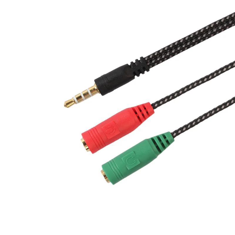 30PCS New 2 1 Cable Adapter Splitter 3 5mm Audio Headphones Headset to 2 Jack Headphones Microphone Audio Cable for Earphone