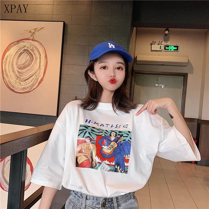 

2020 Summer Cartoon Print Stranger Things T Shirt Women Short Sleeve Loose Kawaii Tee Shirt Female Harajuku Cotton T-Shirts Tops