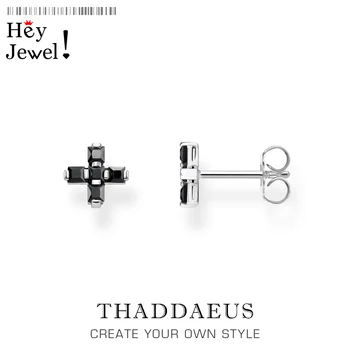 

Ear Studs Cross Black,Europe Timeless Jewerly For Women Men,2020 Summer New Trendy Symbolic Motif Gift in 925 Sterling Silver