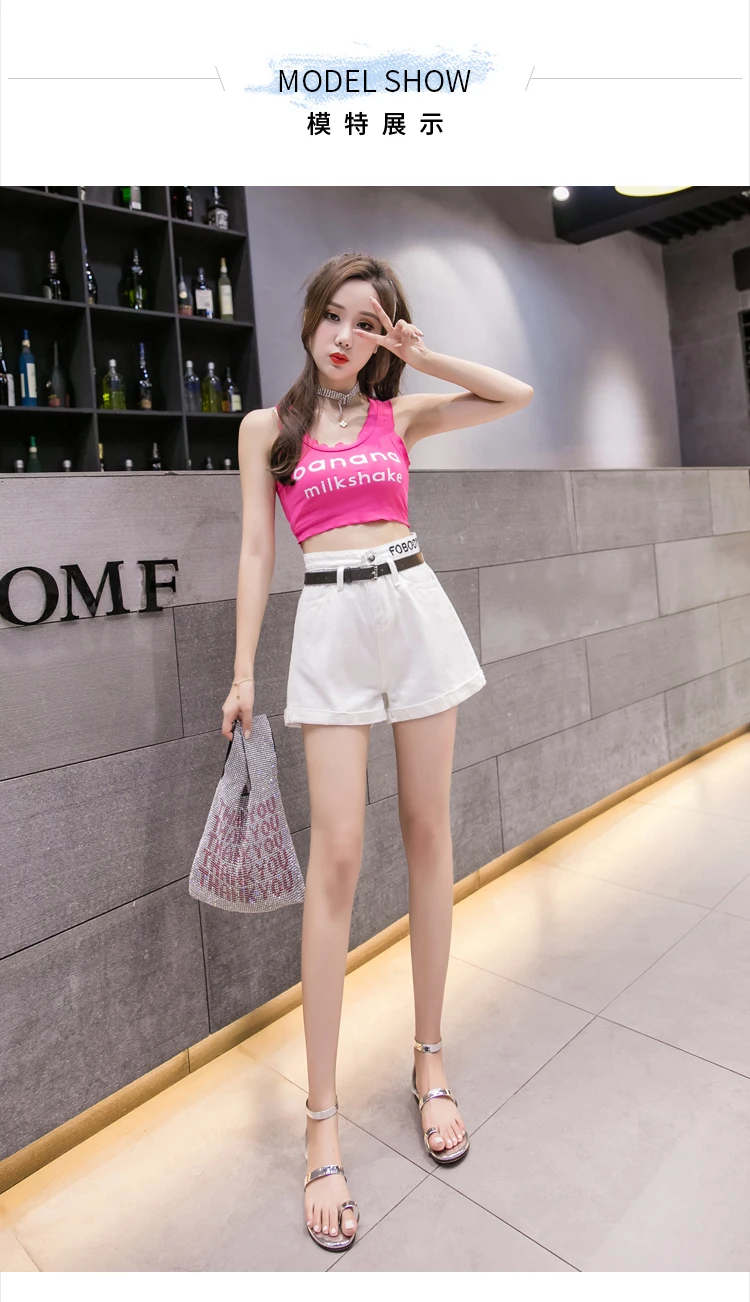 New Style Korean-style Loose-Fit by Age Lettered Embroidered Denim Shorts Female Summer INS over the Fire of Wide-Leg Short