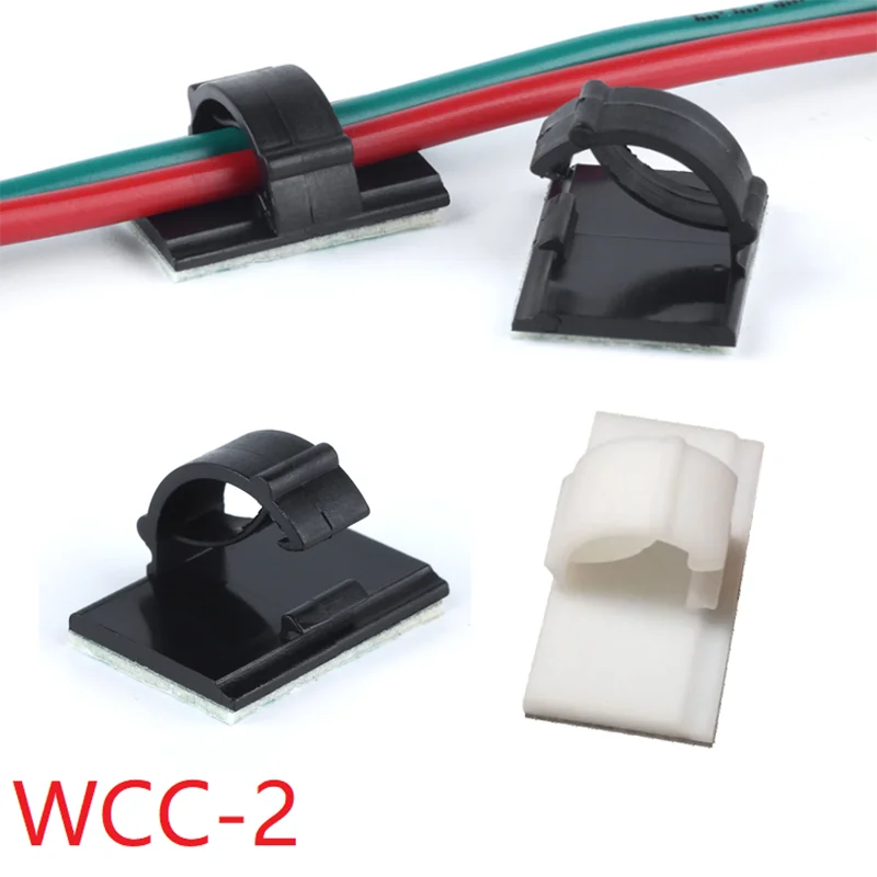 10/20/50pcs WCC-2 Cable Clamp Self Adhesive Wire Clip Tie Fixer Mounting Desk Line Holder Organizer Management Fastener | Обустройство