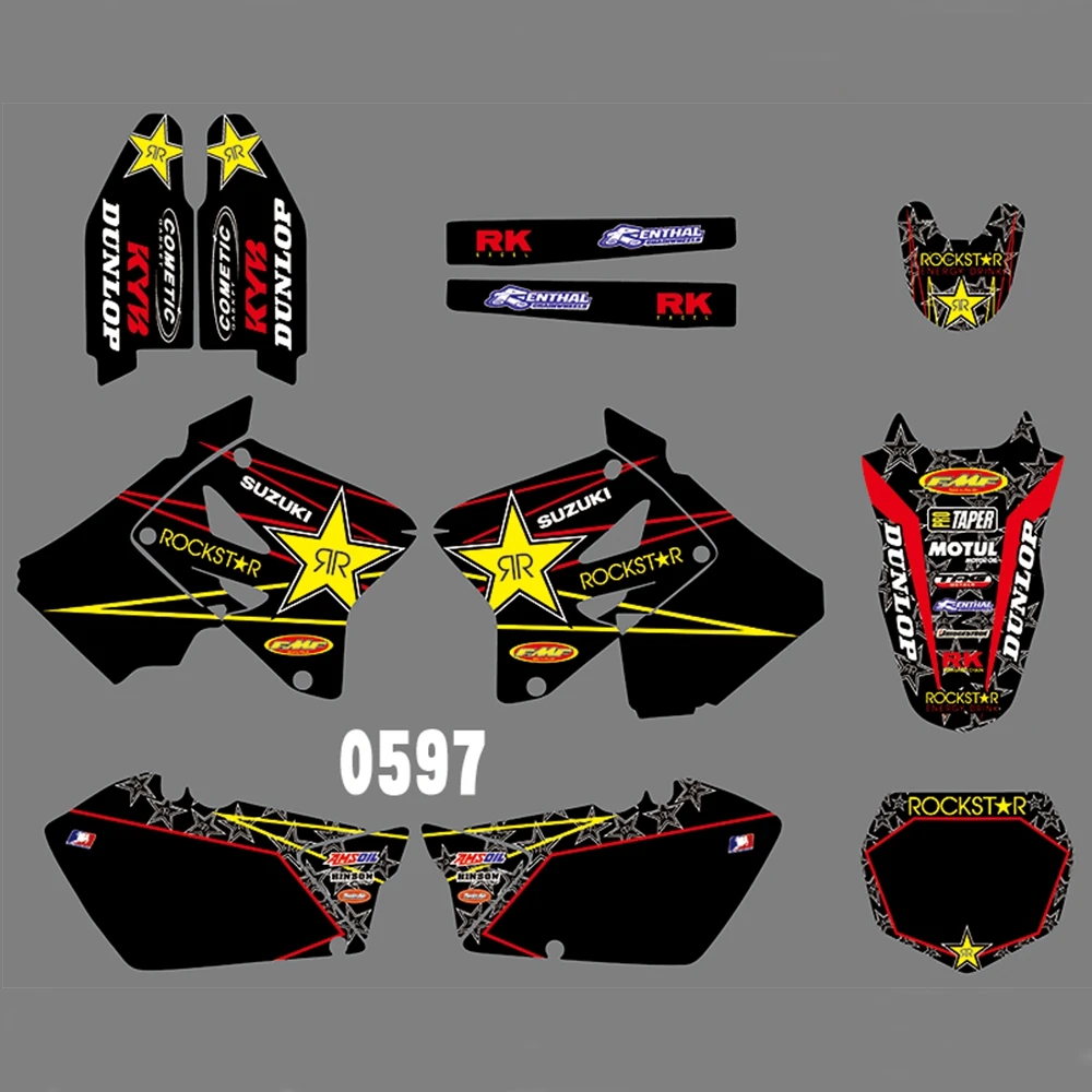 Для SUZUKI RM125 RM250 2001-2012 Графика наклейки на заказ Номер Наименование лента 3M Полный мотоцикл Фоны аксессуары