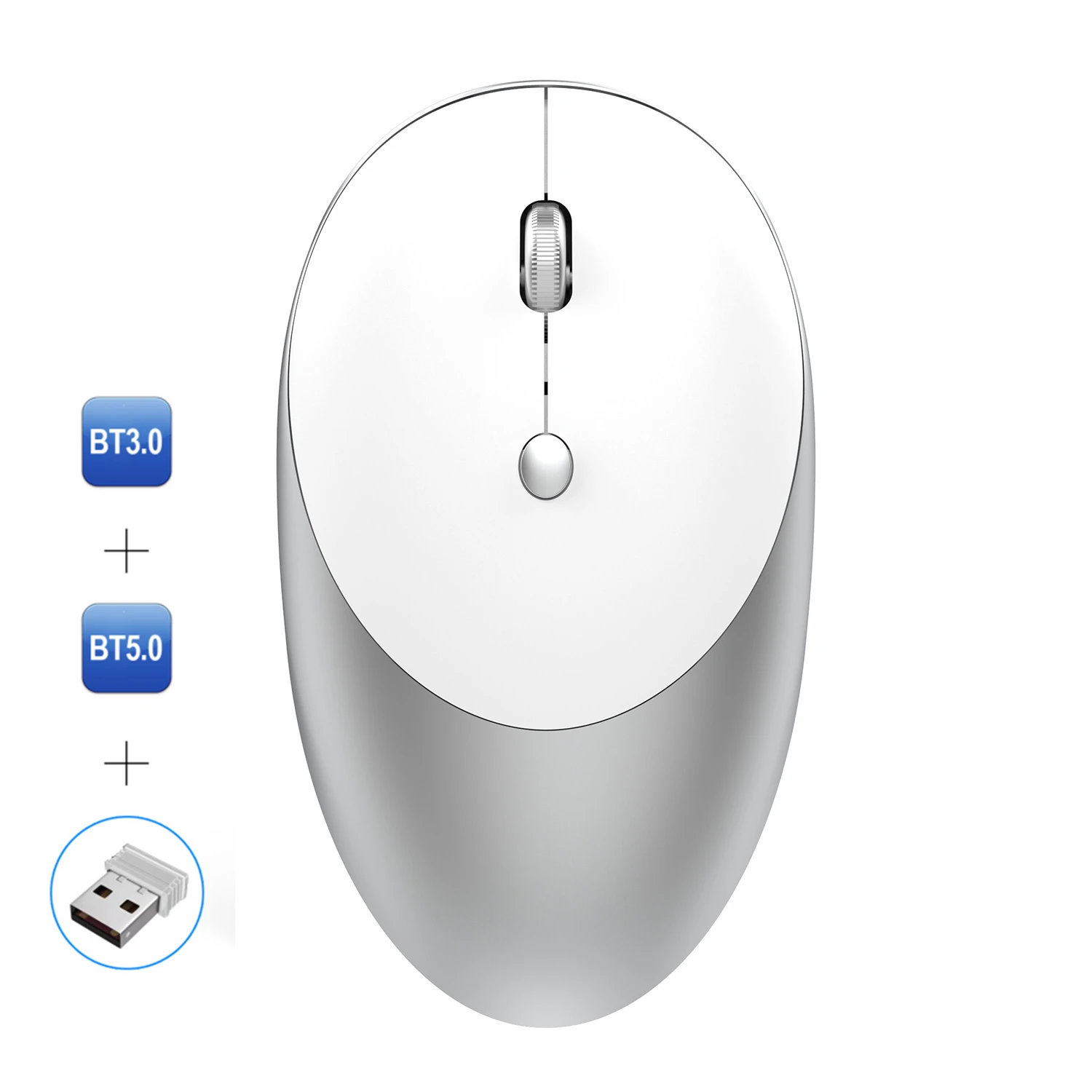 threemodeSilver SeenDa Bluetooth 5,0/3,0 Беспроводная мышь три режима Bluetooth USB Беспроводная мышь бесшумные мыши для ноутбука Mac перезаряжаемая мышь - Цвет: threemodeSilver