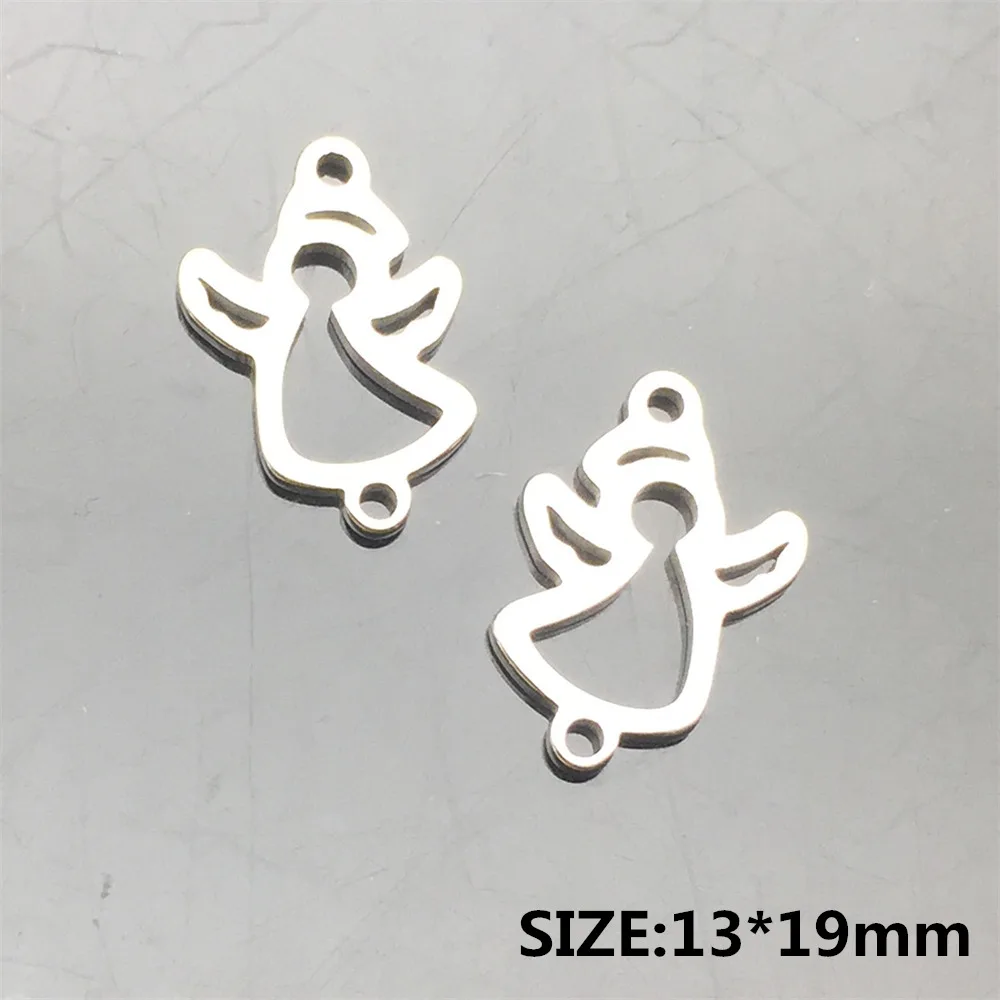Stainless Steel Connectors 10pcs Bright Silver cherub angel Charm Fit Necklace Connector Diy Bracelet Jewelry Make Finding