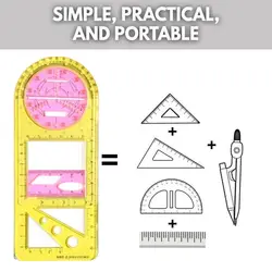 Modèle de règle géométrique multifonctionnel, outil de mesure de dessin géométrique pour fournitures d'architecture de bureau et d'école 