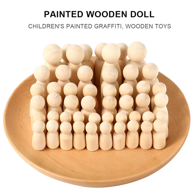 50Pcs/Set Unpainted Wooden Peg Dolls Toys For Children DIY Color Painting Girl Boy Doll Bodies Room Decorations Arts And Crafts 3