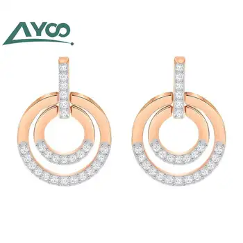 

AYoo High quality SWA new round double circle round modern elegant ear nails, super beautiful lady's exquisite ear nails
