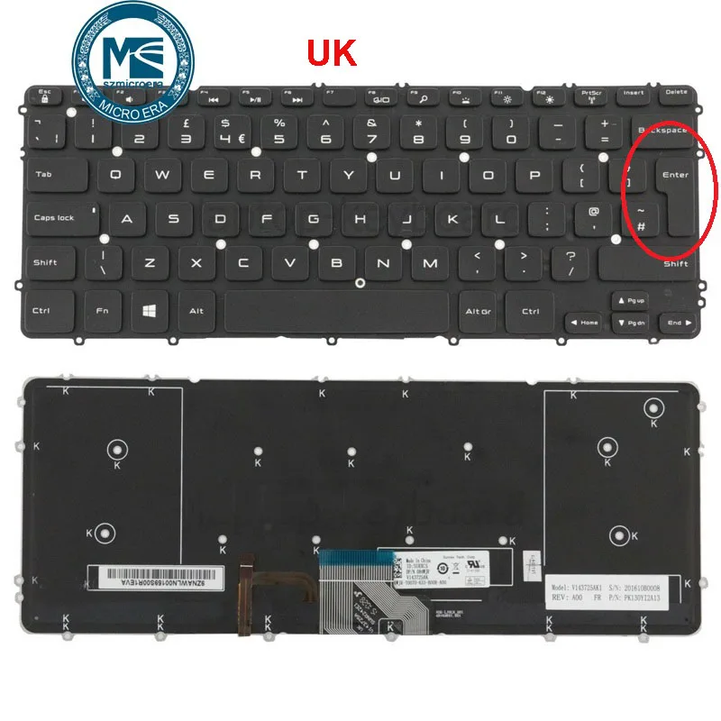 For DELL Precision m3800 XPS 15 9530 Keyboard Backlit Hebrew Israel & US 00GFPJ 