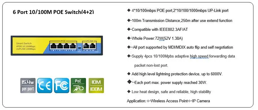 KuWFi 10 портовый коммутатор PoE, 2 порта UpLink, 802.3af/at, 120 Вт Встроенная Мощность, Vlan до 250 м, металлический сетевой коммутатор Plug& Play