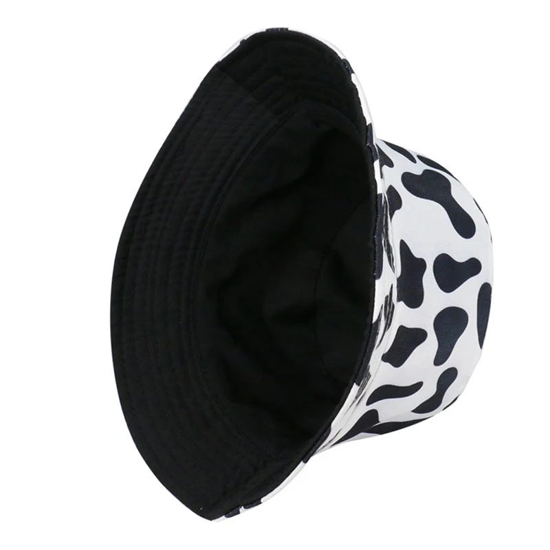 New Fashion Cow Print Hat White Black Bucket Hat Reversible Fisherman Caps Summer Hats For Women Gorras