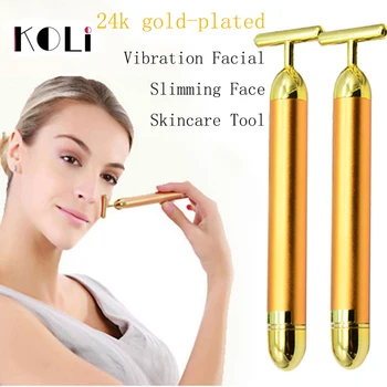 

KOLI 24k Gold Vibration Facial Slimming Face Beauty Bar Pulse Firming Facial Roller Massager Lift Skin Tightening Wrinkle Stick