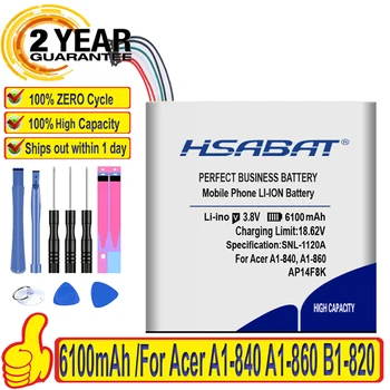 

100% Original HSABAT 6100mAh AP14F8K Battery For Acer A1-840 A1-860 B1-820 B1-830 B1-850 WiFi 16GB GT-810 One 8 A1-850 B1-810