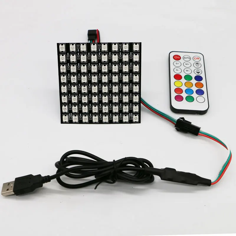 DC5V WS2812B 5050 RGB Individually Addressable Panel Digital Flexible Screen Kit 8x8 16x16 8x32 256 Pixels 21Key USB Controller led modules led module