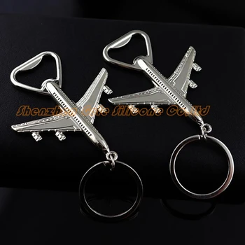 

100pcs Laser customization Plane Shaped Key Chains Bottle Opener Key Holder Wine Beer Openers Aircraft Styling Car Key Ring