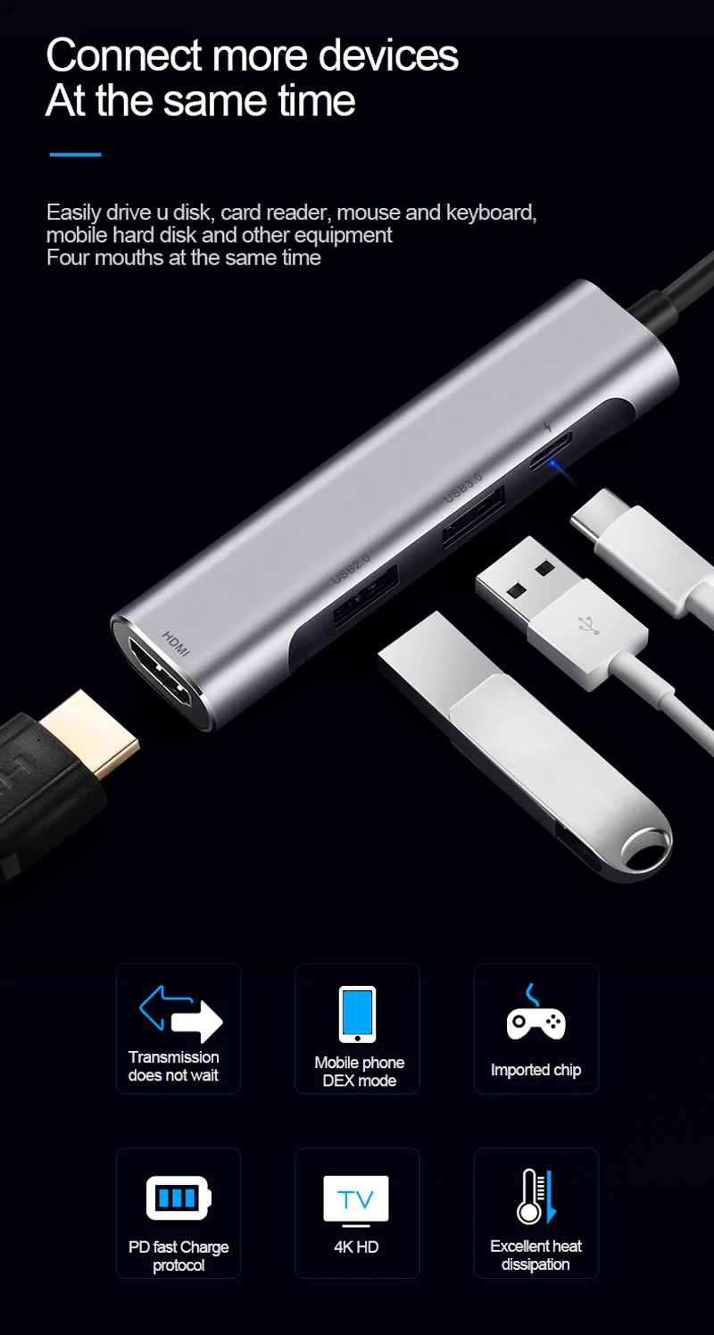 4 в 1 usb-хаб type-C концентратор адаптер к HDMI PD порт конвертер для MacBook Pro type C концентратор для huawei P20 mate 20 Pro 3,1 концентратор
