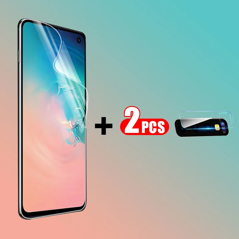 100D Гидрогелевая мягкая пленка для samsung Galaxy S10 S8 S9 PLus S10E Note 10 Pro, защитная пленка для переднего экрана, задней камеры - Цвет: Застекленный
