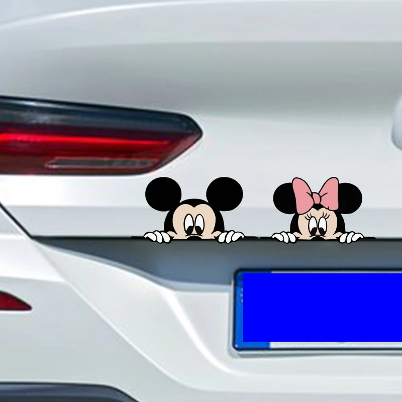 2 Pcs Funny And Cute Cartoon Characters Stickers Mickey Car Minnie Car  Stickers Fancy Style Decals Decorative Car - Car Stickers - AliExpress