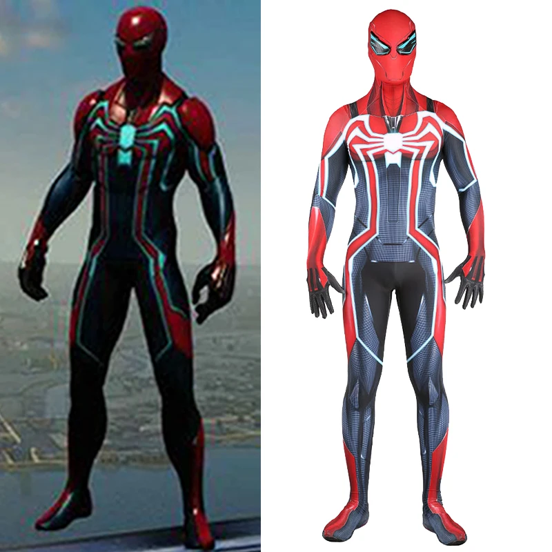 Ps4 Velocity Spiderman Costume Cosplay Spanx 3D Stampato Ps4 Supereroe Costume Di Halloween Zentai Outfit Spiderman Body Adulto