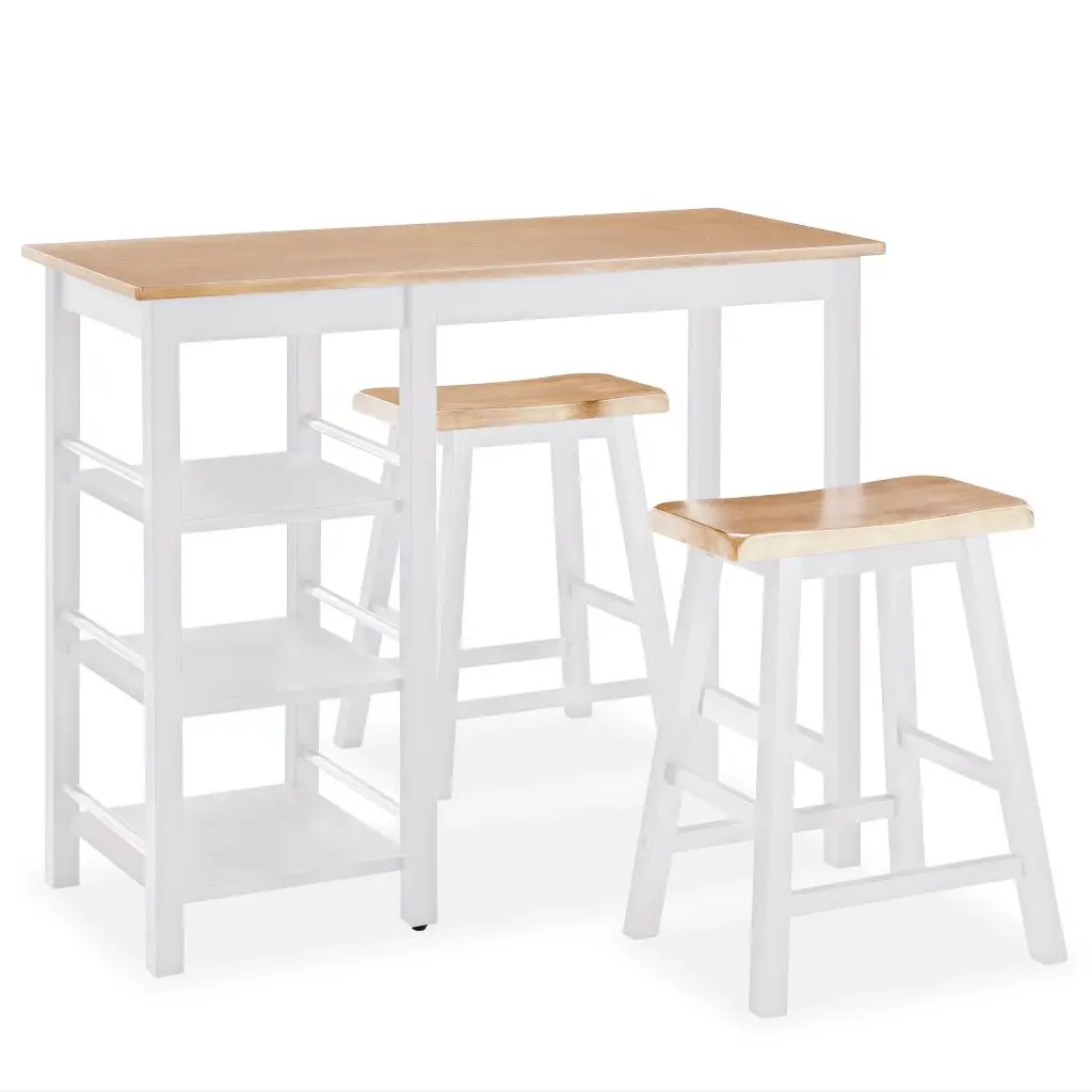

New Hot VidaXL MDF 3-piece Bar Stools Bar Table High Kitchen Table Set White Rectangle Table Set for Dining Room Coffee Table