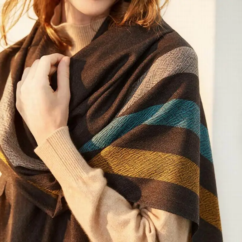 Новинка 100 шерстяной женский шарф высокого качества из чистой шерсти шарфы теплые шали зимний женский подарок