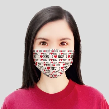 

50Pcs Customized Fashion 3-Layers Breathable Anti Dust Anti-Haze Mouth Protective Party Mask Unique Hello Love Plaid Party Mask