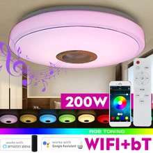 200W WiFi nowoczesne RGB LED oświetlenie sufitowe oświetlenie domu aplikacji muzyka bluetooth światło lampka do sypialni inteligentne oświetlenie sufitowe lampa zdalnie sterowana