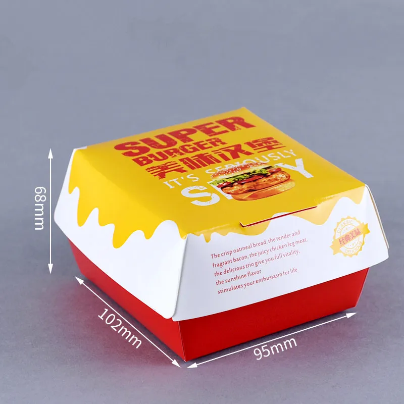 100 шт упаковочная коробка для гамбургеров, белая карточка, креативная, для выпечки, вкусного хлеба, бумажная коробка, для пикника, вечерние, для еды, одноразовая посылка - Цвет: packaging box1