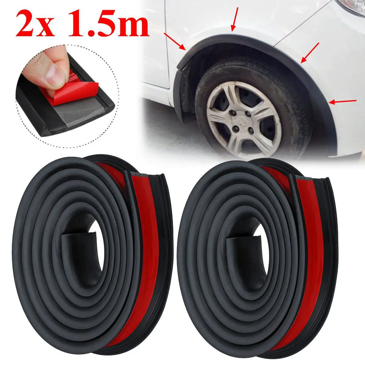 

Universal Pair 1.5Mx3.8CM Rubber Car Anti-collision Mudguard Trim Wheel Arch Protection Moldings Wheel Protection Wheel Sticker
