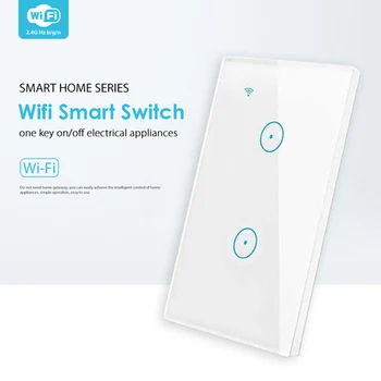 

Wifi Smart Light Switch Glass Screen Touch Panel Voice Control Wireless Wall Switches Remote with Alexa Google Home 2 gang